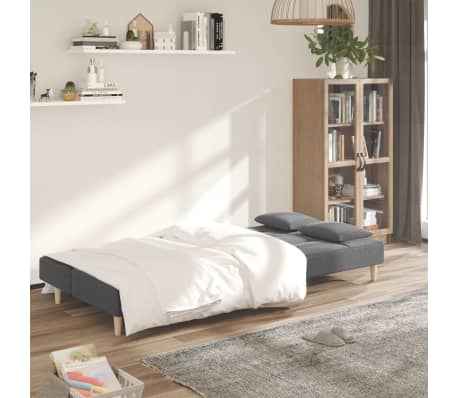 vidaXL Sof&aacute;-cama 2 lugares com duas almofadas tecido cinzento-claro