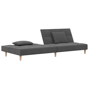 2místná rozkládací pohovka se 2 polštáři světle šedá textil - obrázek 4