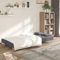 vidaXL Sof&aacute;-cama 2 lugares com duas almofadas tecido cinzento-claro