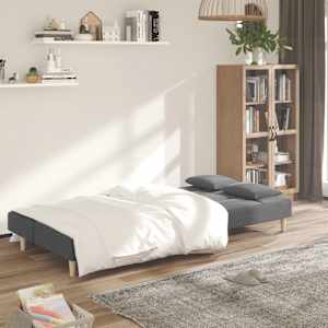 vidaXL Sof&aacute;-cama 2 lugares com duas almofadas tecido cinzento-claro