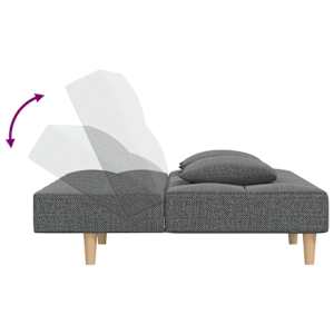 2místná rozkládací pohovka se 2 polštáři tmavě šedá textil - obrázek 7