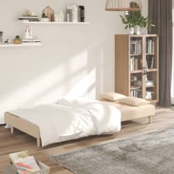 vidaXL Dvivietė sofa-lova su dvejomis pagalvėmis, kreminė, audinys