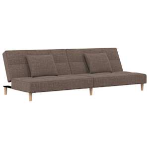 2místná rozkládací pohovka se 2 polštáři taupe textil - obrázek 2