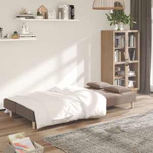 2místná rozkládací pohovka se 2 polštáři taupe textil - obrázek 3
