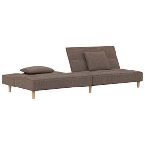 2místná rozkládací pohovka se 2 polštáři taupe textil - obrázek 4