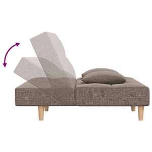 2místná rozkládací pohovka se 2 polštáři taupe textil - obrázek 7
