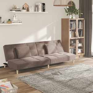2místná rozkládací pohovka se 2 polštáři taupe textil - obrázek 1