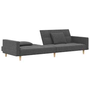 2místná rozkládací pohovka se 2 polštáři světle šedá textil - obrázek 4