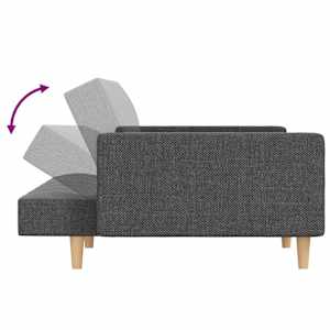 2místná rozkládací pohovka se 2 polštáři světle šedá textil - obrázek 7