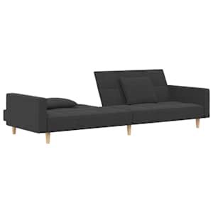 2místná rozkládací pohovka se 2 polštáři tmavě šedá textil - obrázek 5