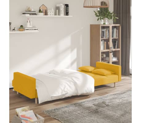 vidaXL 2m&iacute;stn&aacute; rozkl&aacute;dac&iacute; pohovka se 2 pol&scaron;t&aacute;ři žlut&aacute; textil