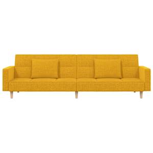 2místná rozkládací pohovka se 2 polštáři žlutá textil - obrázek 4