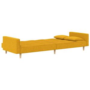 2místná rozkládací pohovka se 2 polštáři žlutá textil - obrázek 6