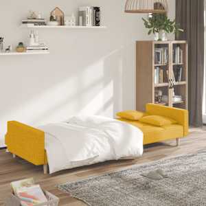 vidaXL 2m&iacute;stn&aacute; rozkl&aacute;dac&iacute; pohovka se 2 pol&scaron;t&aacute;ři žlut&aacute; textil