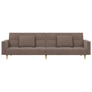 2místná rozkládací pohovka se 2 polštáři taupe textil - obrázek 4