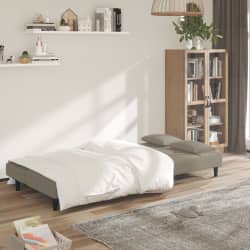 vidaXL Sof&aacute;-cama 2 lugares com duas almofadas veludo cinzento-claro