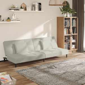 Kavč dvosed z ležiščem in dvema blazinama krem žamet