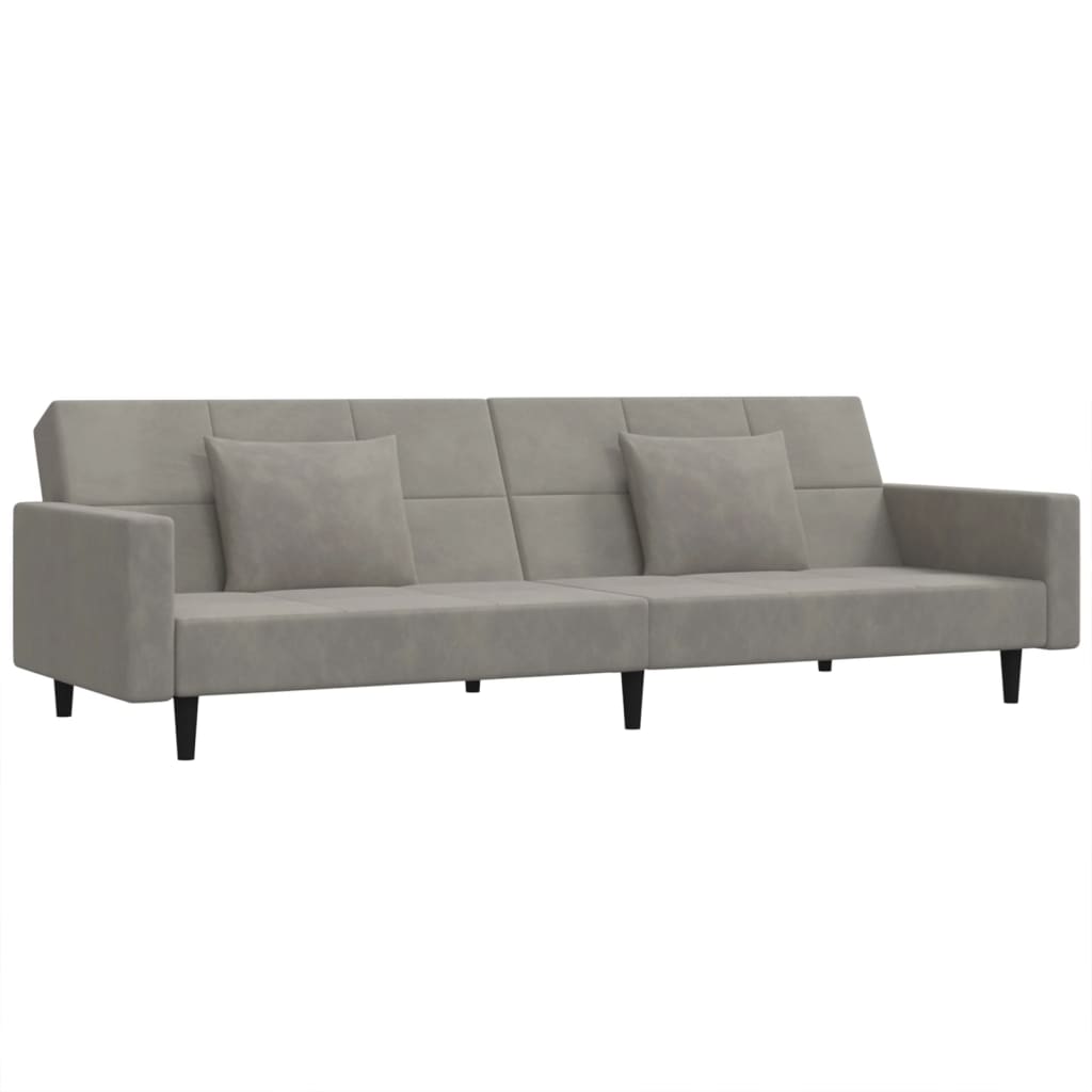 Thumbnail - vidaXL Schlafsofa 2-Sitzer mit 2 Kissen Hellgrau Samt