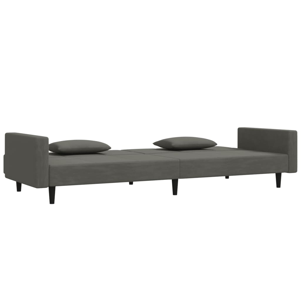 vidaXL Slaapbank 2-zits met 2 kussens fluweel donkergrijs grijs, foto 4
