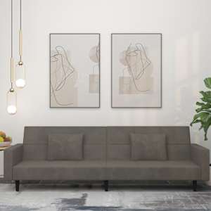 Kavč dvosed z ležiščem in dvema blazinama temno siv žamet