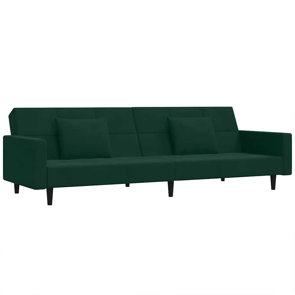 vidaXL Slaapbank 2-zits met 2 kussens fluweel donkergroen groen, foto 3
