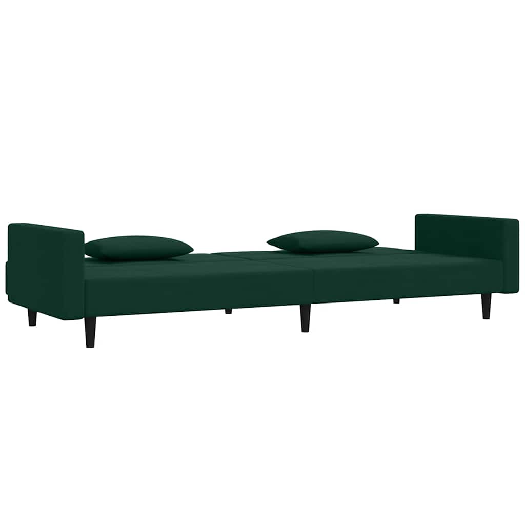 vidaXL Slaapbank 2-zits met 2 kussens fluweel donkergroen groen, foto 4