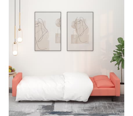 vidaXL Schlafsofa 2-Sitzer mit 2 Kissen Rosa Samt