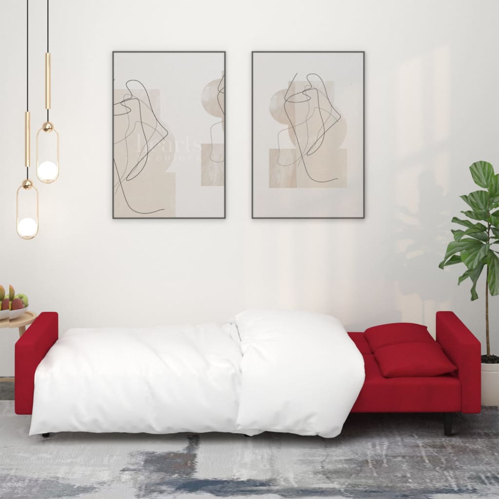Thumbnail - vidaXL Schlafsofa 2-Sitzer mit 2 Kissen Weinrot Samt