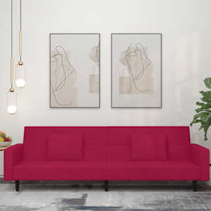 Kavč dvosed z ležiščem in dvema blazinama vinsko rdeč žamet