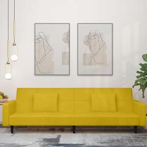 Kavč dvosed z ležiščem in dvema blazinama rumen žamet