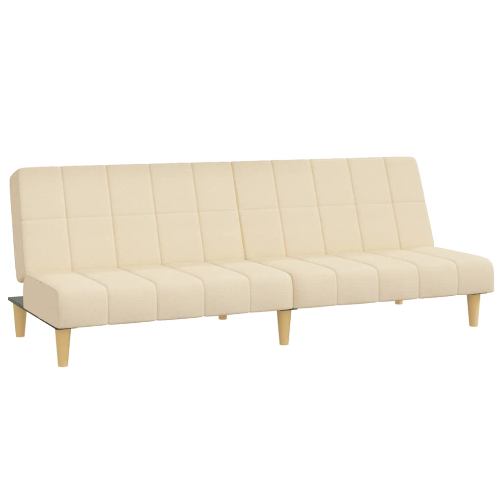 vidaXL Canapea extensibilă cu 2 locuri, crem, material textil