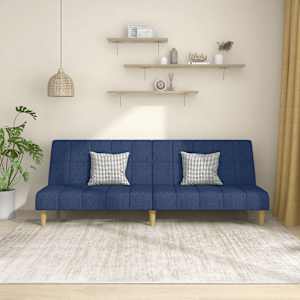 2místná rozkládací pohovka modrá textil - obrázek 1