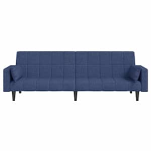 2místná rozkládací pohovka se 2 polštáři modrá textil - obrázek 5