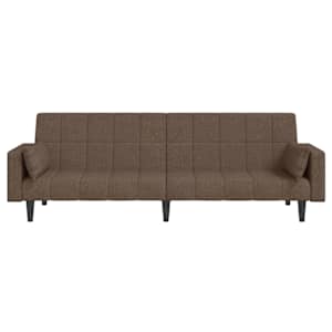 2místná rozkládací pohovka se 2 polštáři taupe textil - obrázek 5