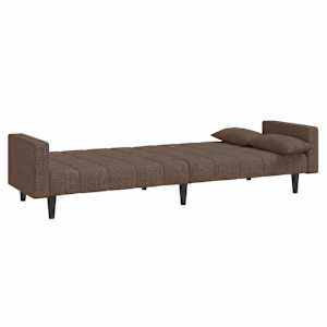 2místná rozkládací pohovka se 2 polštáři taupe textil - obrázek 6