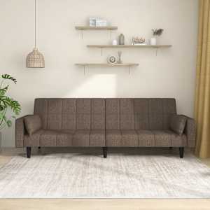 2místná rozkládací pohovka se 2 polštáři taupe textil - obrázek 1