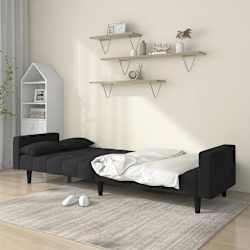 vidaXL Schlafsofa 2-Sitzer mit 2 Kissen Schwarz Samt