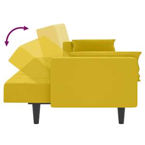 2místná rozkládací pohovka se 2 polštáři žlutá samet - obrázek 7