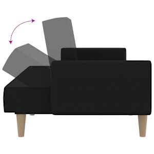 2místná rozkládací pohovka černá textil - obrázek 7