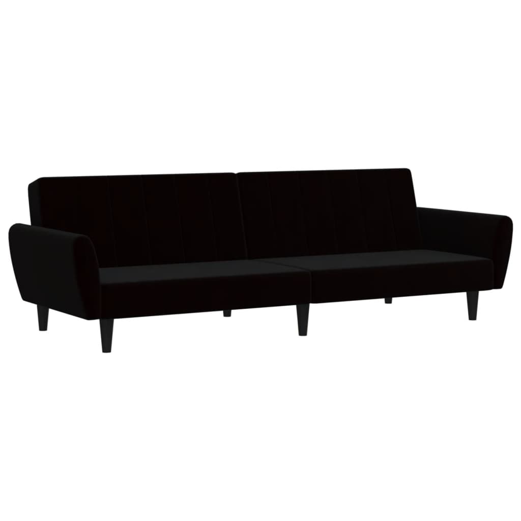vidaXL Canapea extensibilă cu 2 locuri, negru, catifea