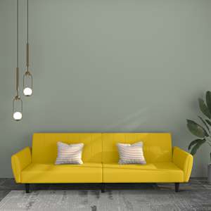 Kavč dvosed z ležiščem rumen žamet