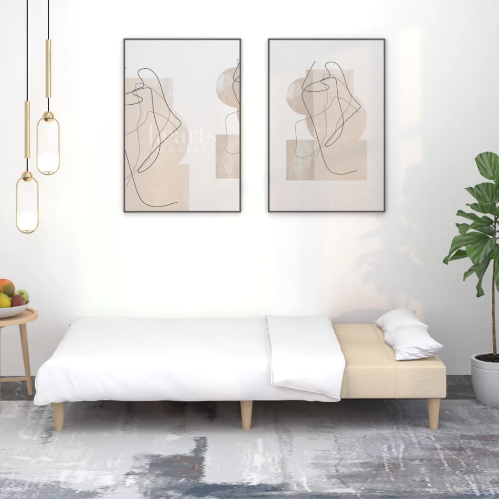 Thumbnail - vidaXL Schlafsofa 2-Sitzer Creme Stoff