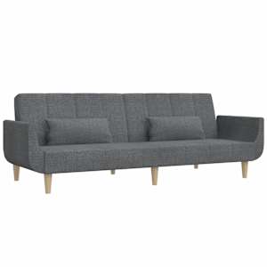 2místná rozkládací pohovka se 2 polštáři světle šedá textil - obrázek 7