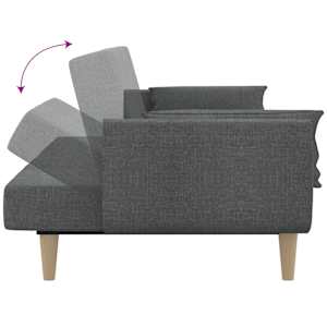 2místná rozkládací pohovka se 2 polštáři světle šedá textil - obrázek 8
