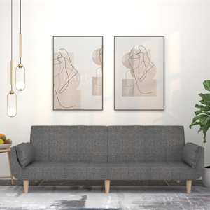 Kavč dvosed z ležiščem in dvema blazinama svetlo sivo blago