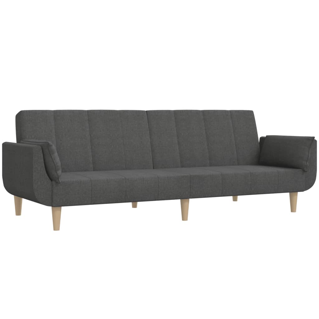 vidaXL Canapea extensibilă cu 2 locuri, 2 perne, gri închis, textil