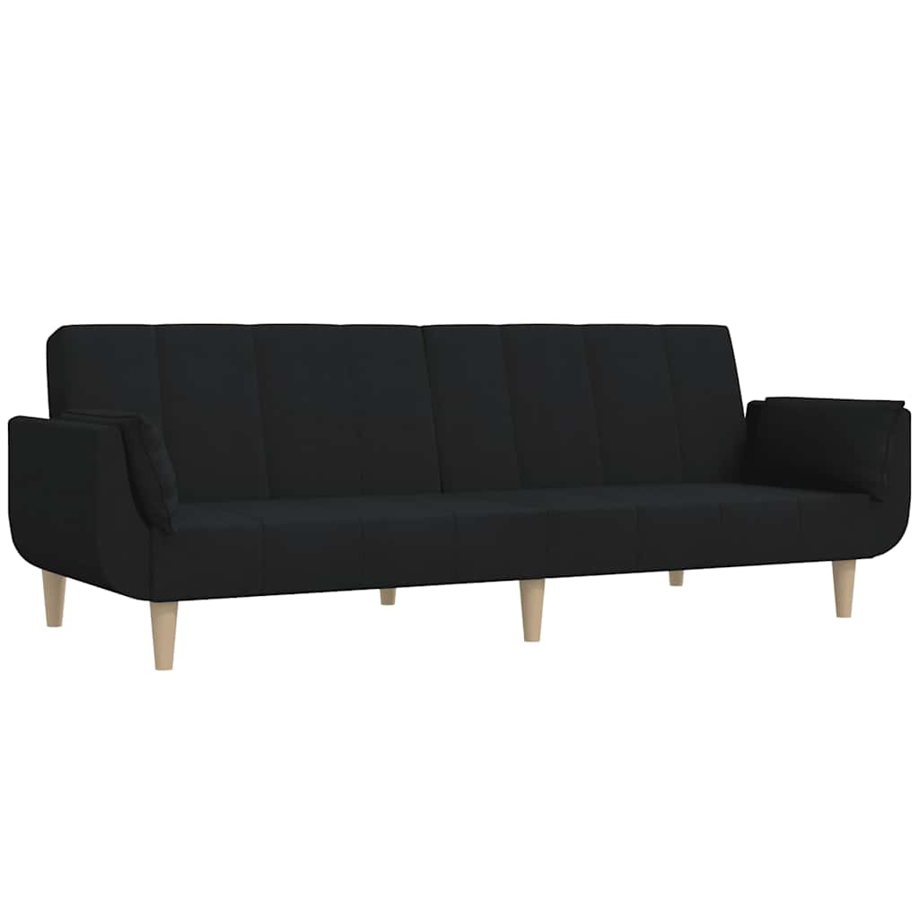 vidaXL Canapea extensibilă cu 2 locuri, 2 perne, negru, textil