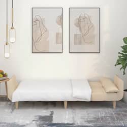 vidaXL Sof&aacute;-cama 2 lugares com duas almofadas tecido cor creme