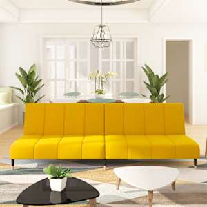 Kavč dvosed z ležiščem rumen žamet