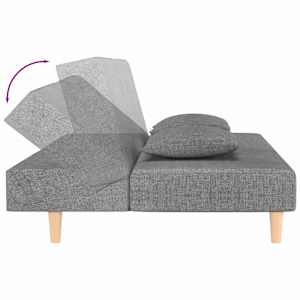 2místná rozkládací pohovka se 2 polštáři světle šedá textil - obrázek 8